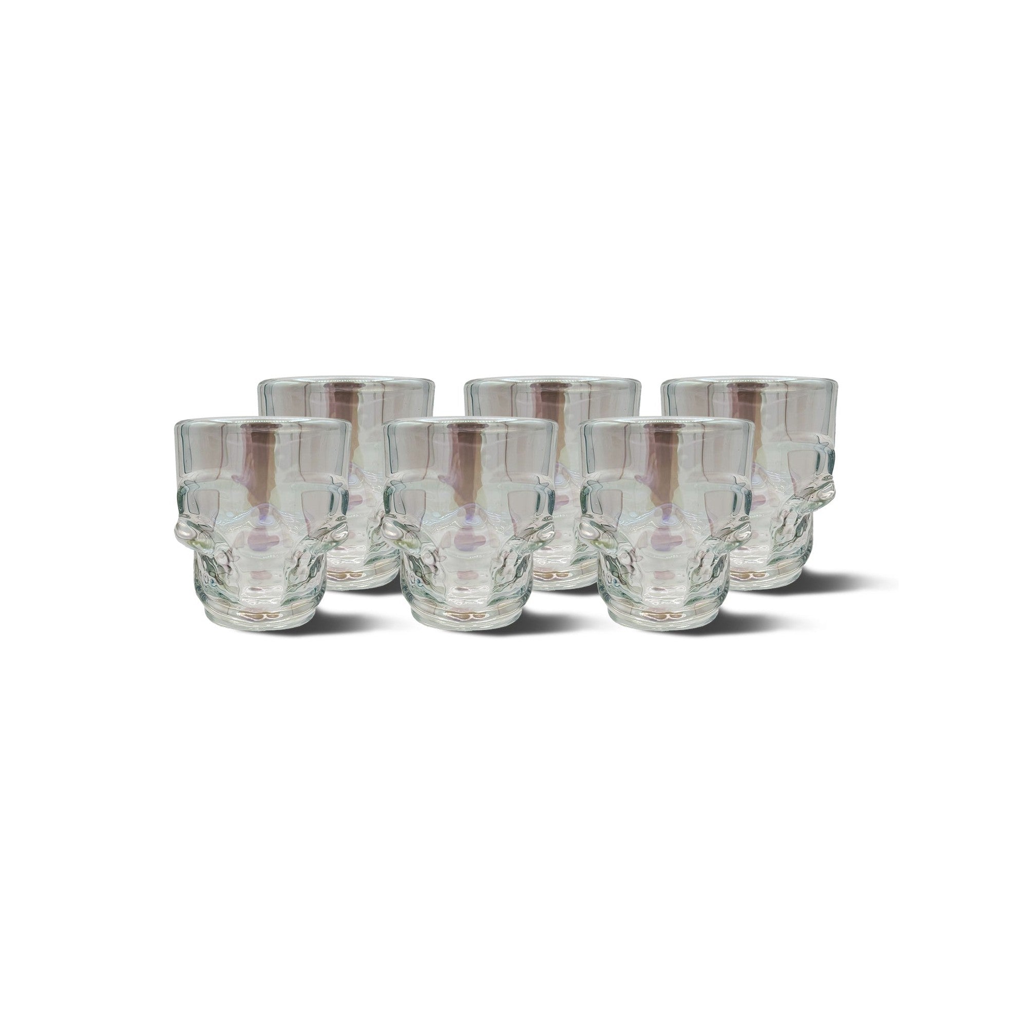 Set of 6 Skull Shot Glasses – 1.75 oz Glass Novelty Drinkware for Halloween Parties, Cocktail Bars & Home Decor