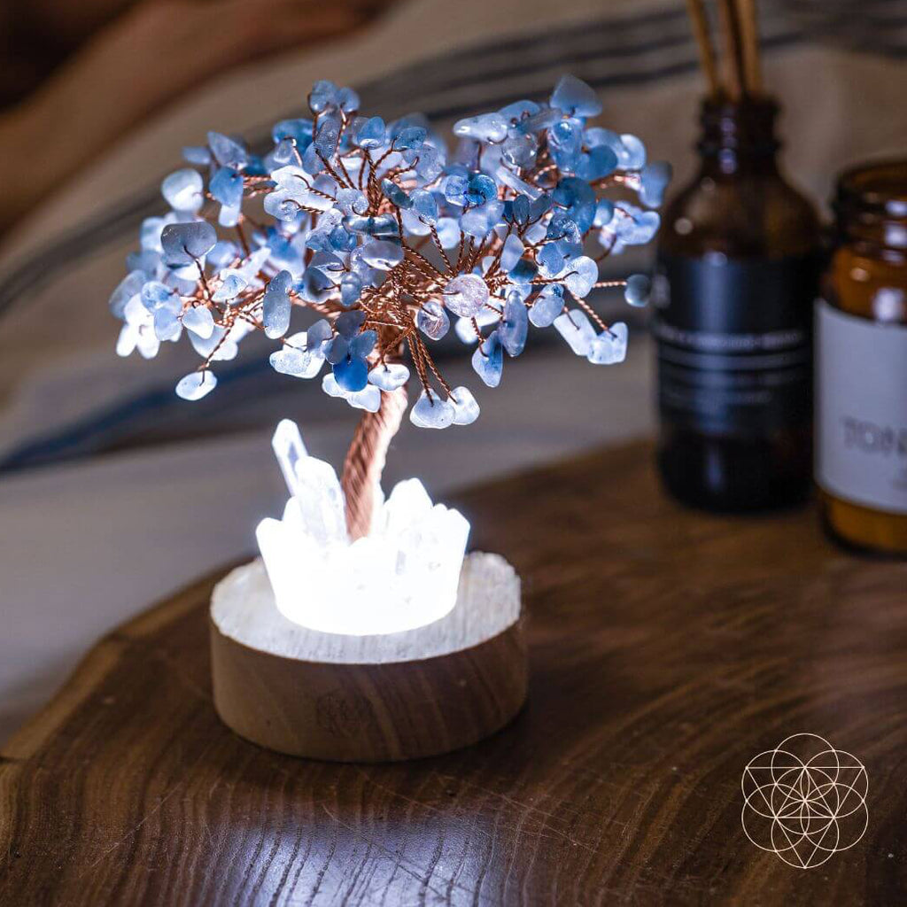 Guardian Angel Lamp of Protection - Aquamarine Tree