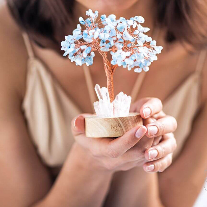 Guardian Angel Lamp of Protection - Aquamarine Tree
